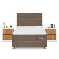 Dormitorio Capella 2 Plazas + Velador Roma + Respaldo Marron