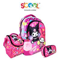 Pack Mochila + Lonchera + Cartuchera Scool 3D Mg Hello Kitty