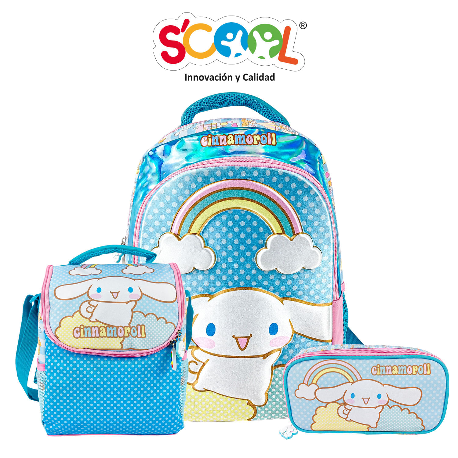 Pack Mochila + Lonchera + Cartuchera Scool 3D Magic Cinnamoroll