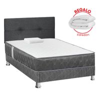 Dormitorio Acqua 1.5 Plazas + Edredón + Respaldo Gris
