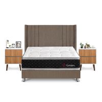 Dormitorio Golden King + Velador Milan + Respaldo Marron