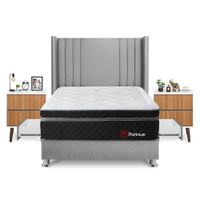 Dormitorio Platinium Con 4 Cajones 2 Plazas + Velador Milan + Respaldo Plata