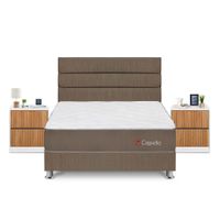 Dormitorio Capella Queen + Velador Roma + Respaldo Marron