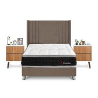 Dormitorio Golden 2 Plazas + Velador Milan + Respaldo Marron