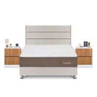 Dormitorio Capella Queen + Velador Roma + Respaldo Beige