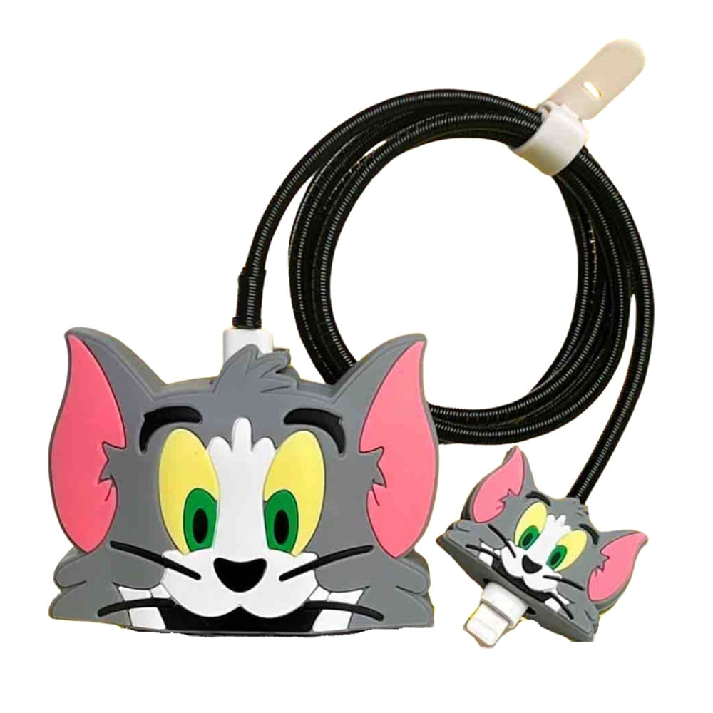 Funda Protectora de Silicona para Cargador 20W Iphone Gato Jerry Plomo