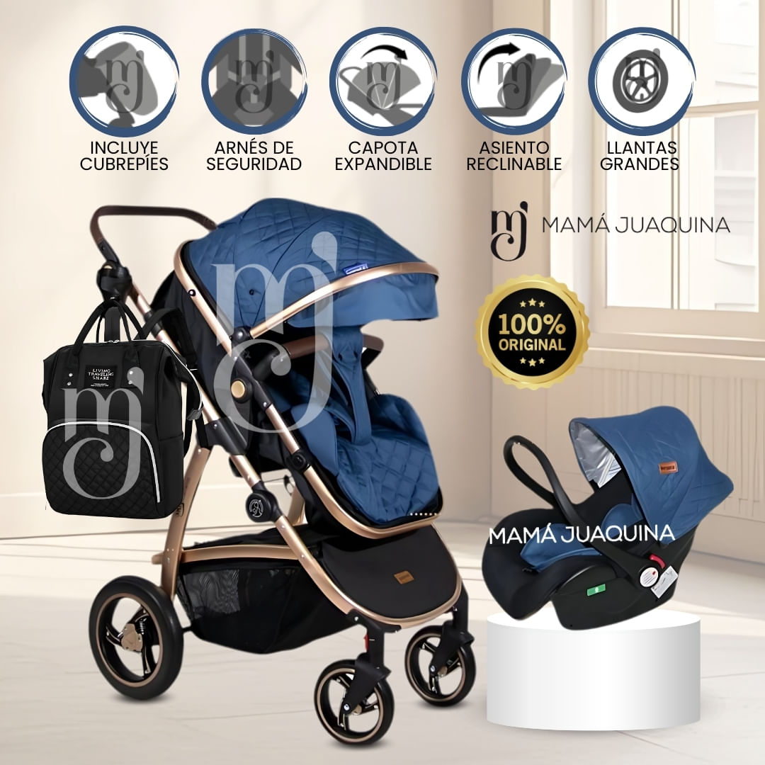 Coche Moisés con Porta Bebé «SPEED PRINCE» Azul
