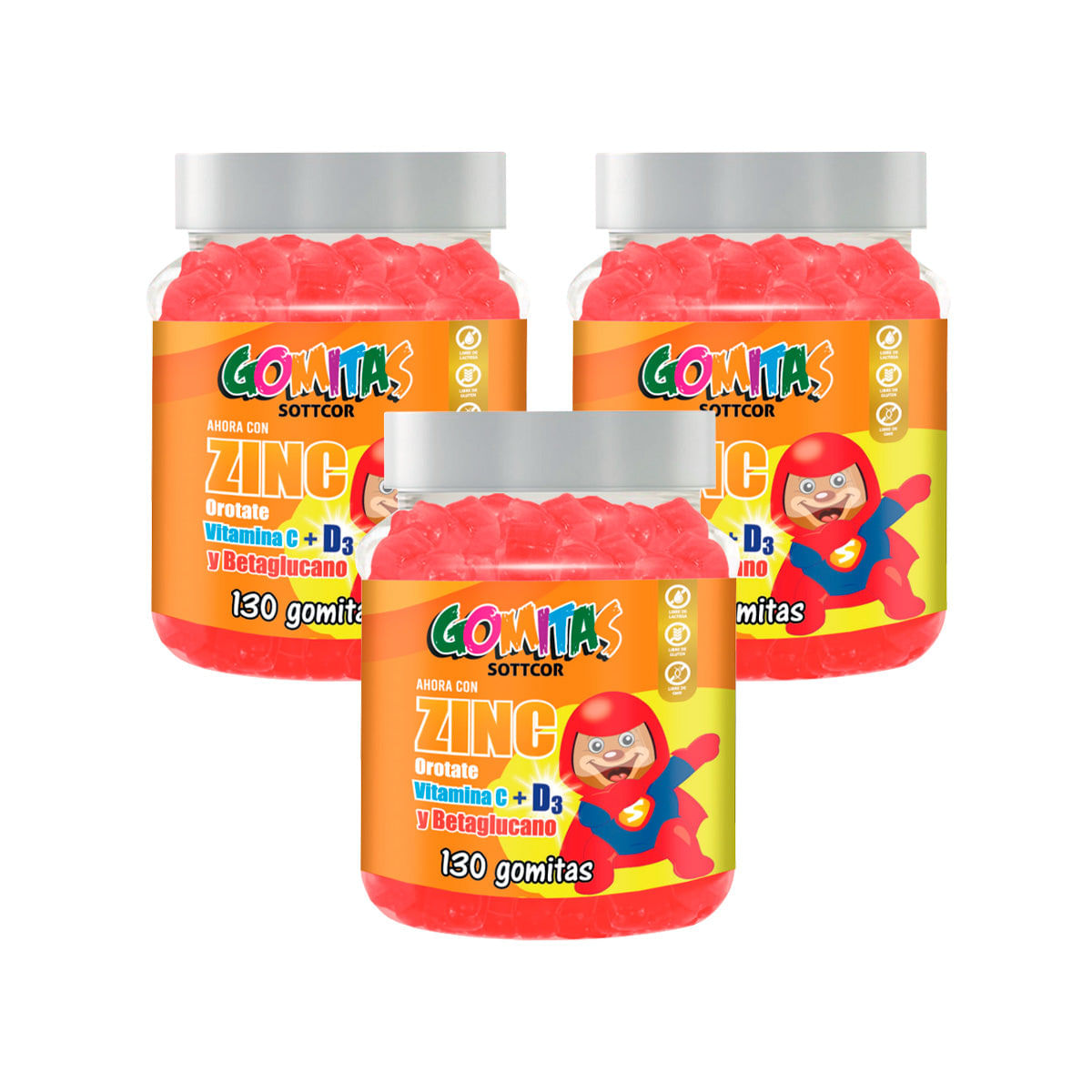 Gomitas Para Niños Zinc Orotate 130 Gomitas Sottcor 3 Und