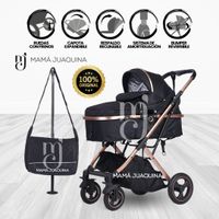 Coche Moisés «BARBARA» con Bolsa Pañalera Negro