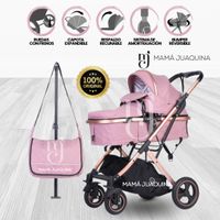 Coche Moisés «BARBARA» con Bolsa Pañalera Rosa