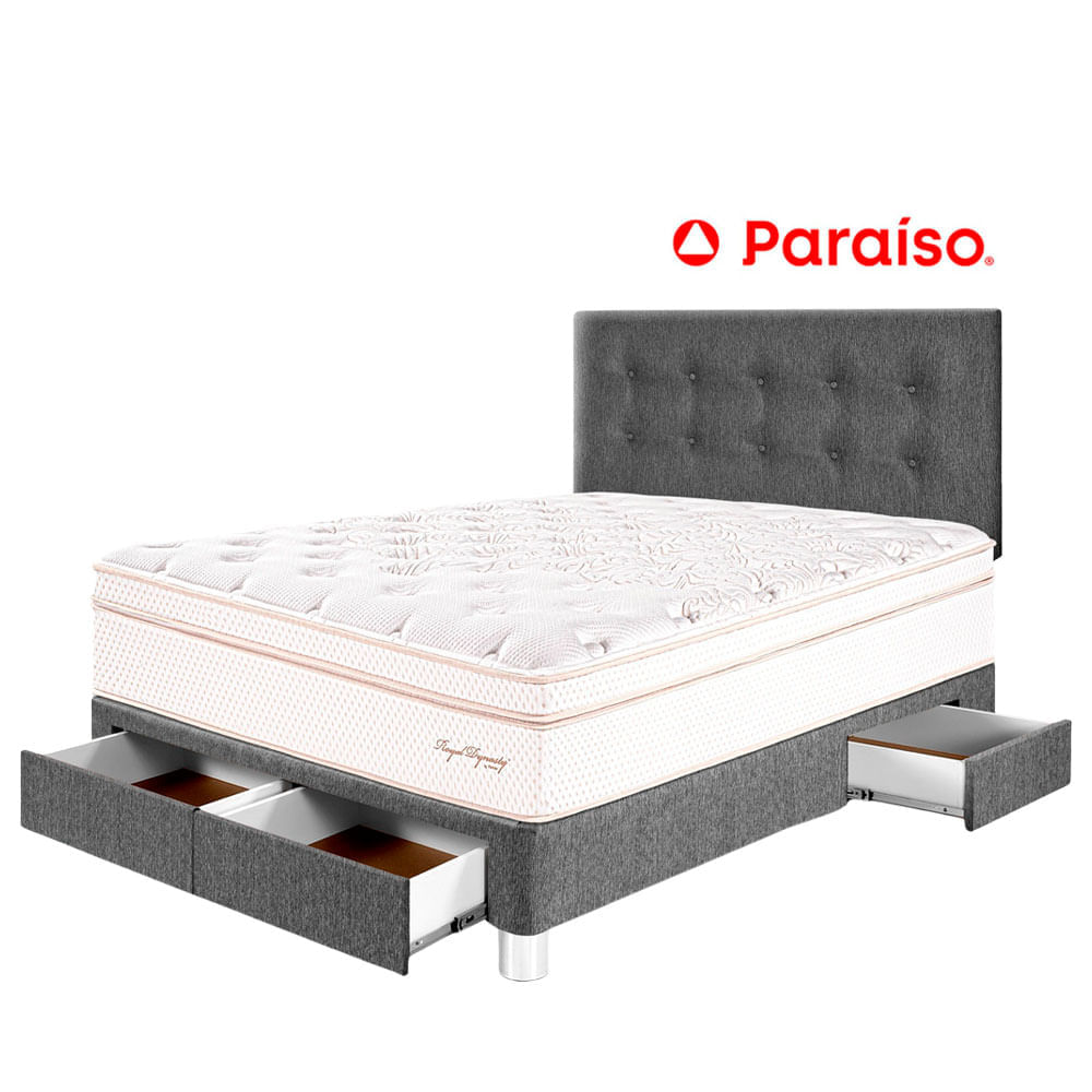 Juego de Dormitorio PARAÍSO Royal Dynasty C Caj 2 Plazas Gris