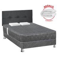 Juego de Dormitorio FORLI Acqua Gris 2 Plazas + Edredón