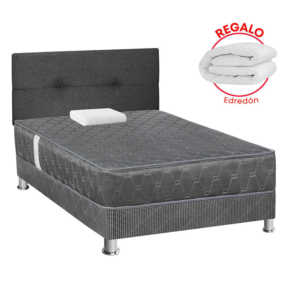 Juego de Dormitorio FORLI Acqua Gris 1.5 Plazas + Edredón