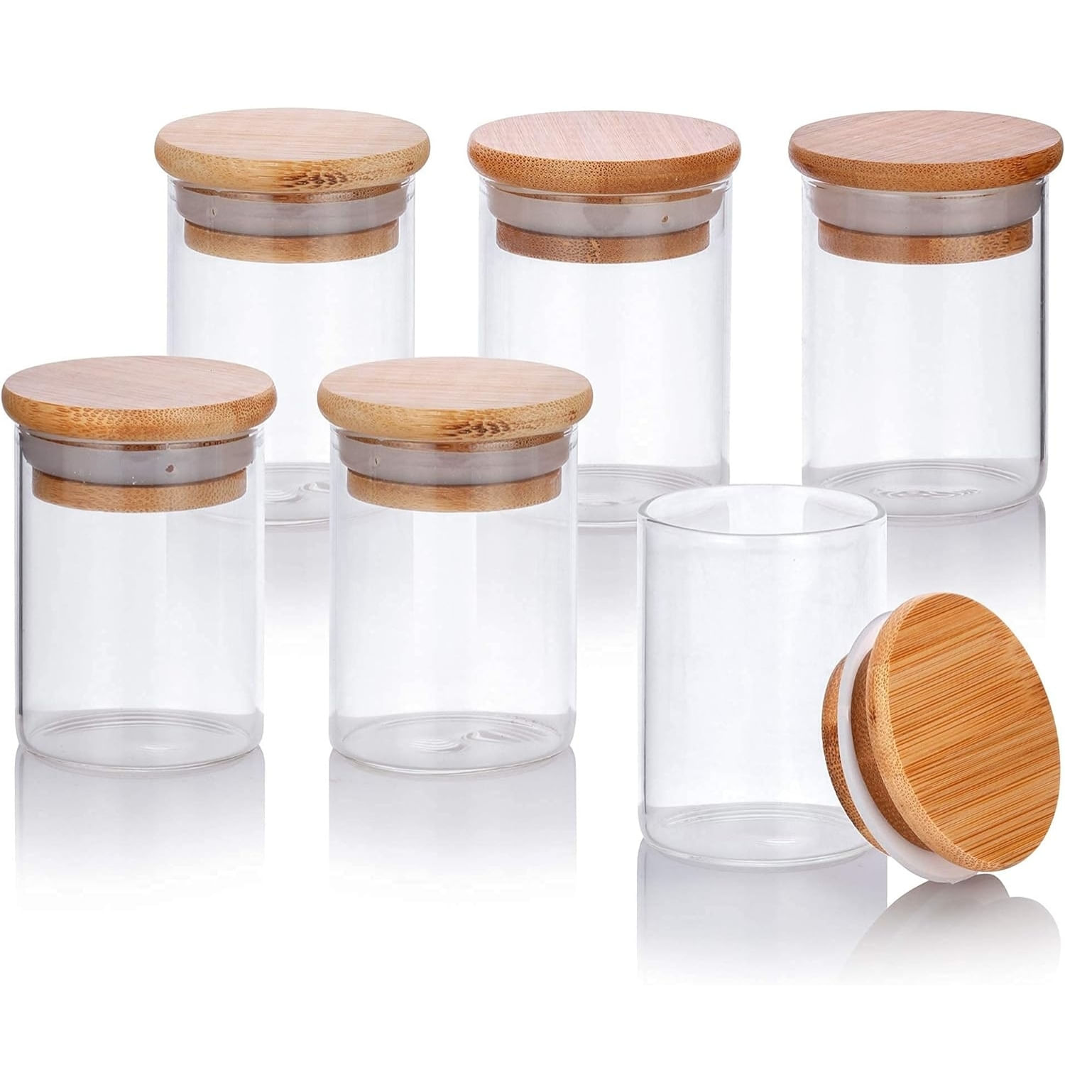 Frascos de Vidrio von Tapas de Bambú Set x 6