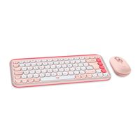 Teclado Logitech + Mouse Pop Icon Bluetooth Rosado y blanco crudo