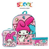 Pack Mochila + Lonchera + Cartuchera Scool 3D My Melody