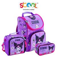 Pack Mochila + Lonchera + Cartuchera Scool Pick Magic Kuromi