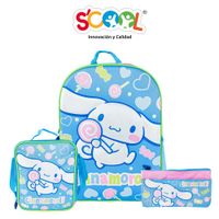 Pack Mochila + Lonchera + Cartuchera Scool 3D Cinnamoroll