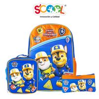 Pack Mochila + Lonchera + Cartuchera Scool 3D Paw Patrol