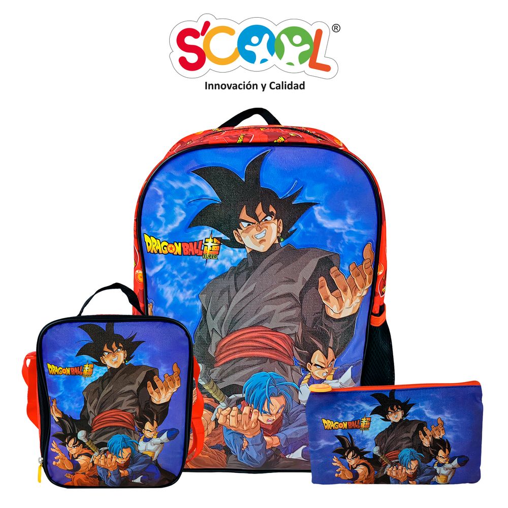 Pack Mochila + Lonchera + Cartuchera Scool Kt Dragon Ball