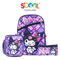 Pack Mochila + Lonchera + Cartuchera Scool 3D Oficio Ranger Kuromi