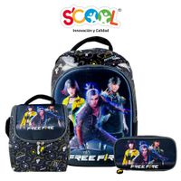 Pack Mochila + Lonchera + Cartuchera Scool 3D Magic Free Fire
