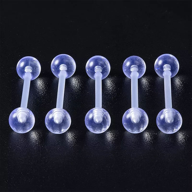 Set x 2 Piercings para lengua transparente flexible acrílico