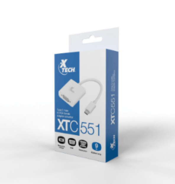 XTECH ADAPTADOR DE PANTALLA USB-C A VGA HEMBRA 1080P - XTC-551