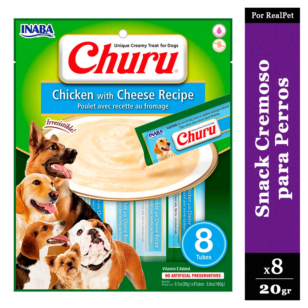 Snack Cremoso Perro Churu Pollo y Queso 1 sobre x 8 tubos