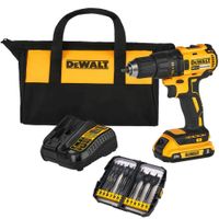 Taladro Atornillador 1/2"" 20V Brushless 1 Bat y Carg + Set de Brocas 1/4"" Hex 8 Pzs DCD7771D1-K10