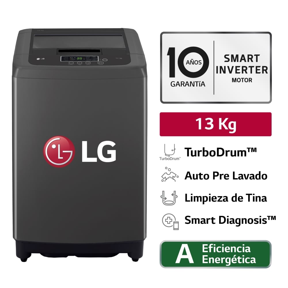 Lavadora LG Carga Superior 13 Kg WT13BPBK Negro claro