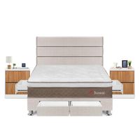 Dormitorio Boreal Con 4 Cajones Queen + Velador Roma + Respaldo Beige