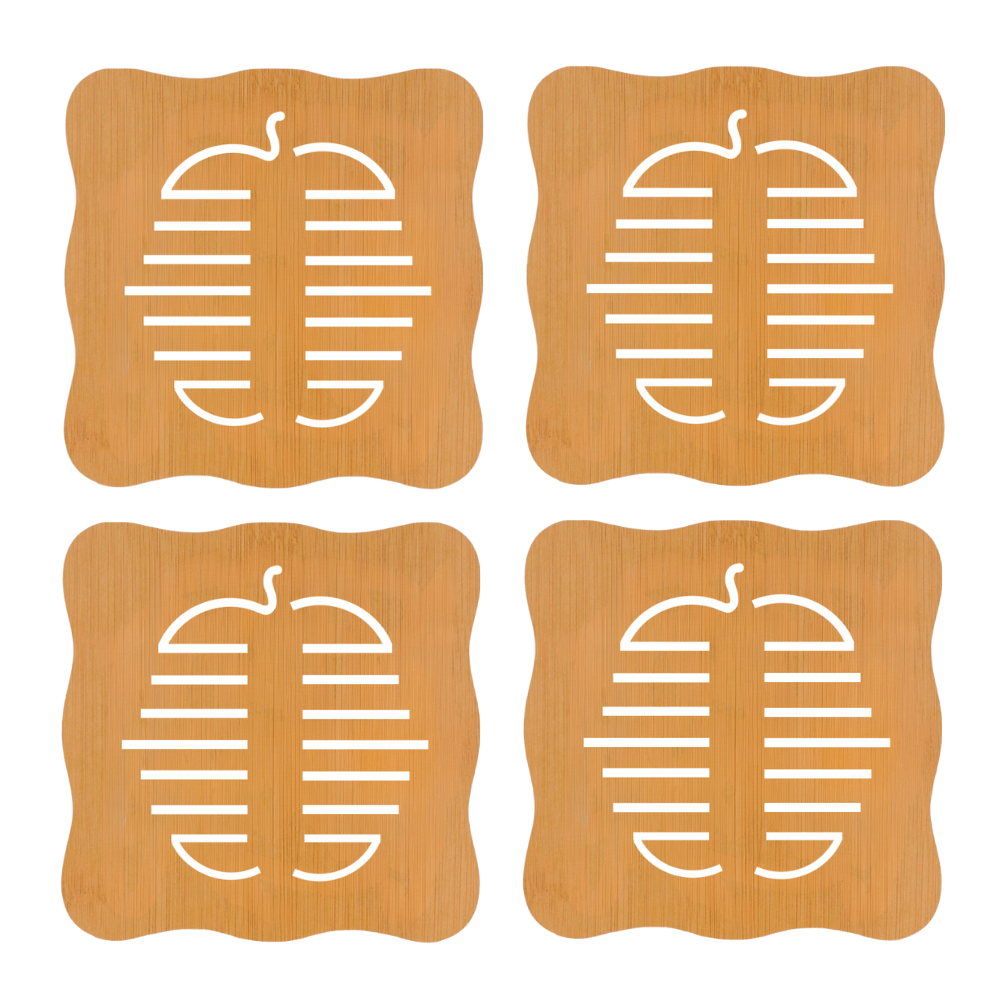 Set de 4 Soportes de Bambú Resistente al Calor Espina de Pez