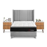 Dormitorio Golden 2 Plazas + Velador Milan + Respaldo Plata