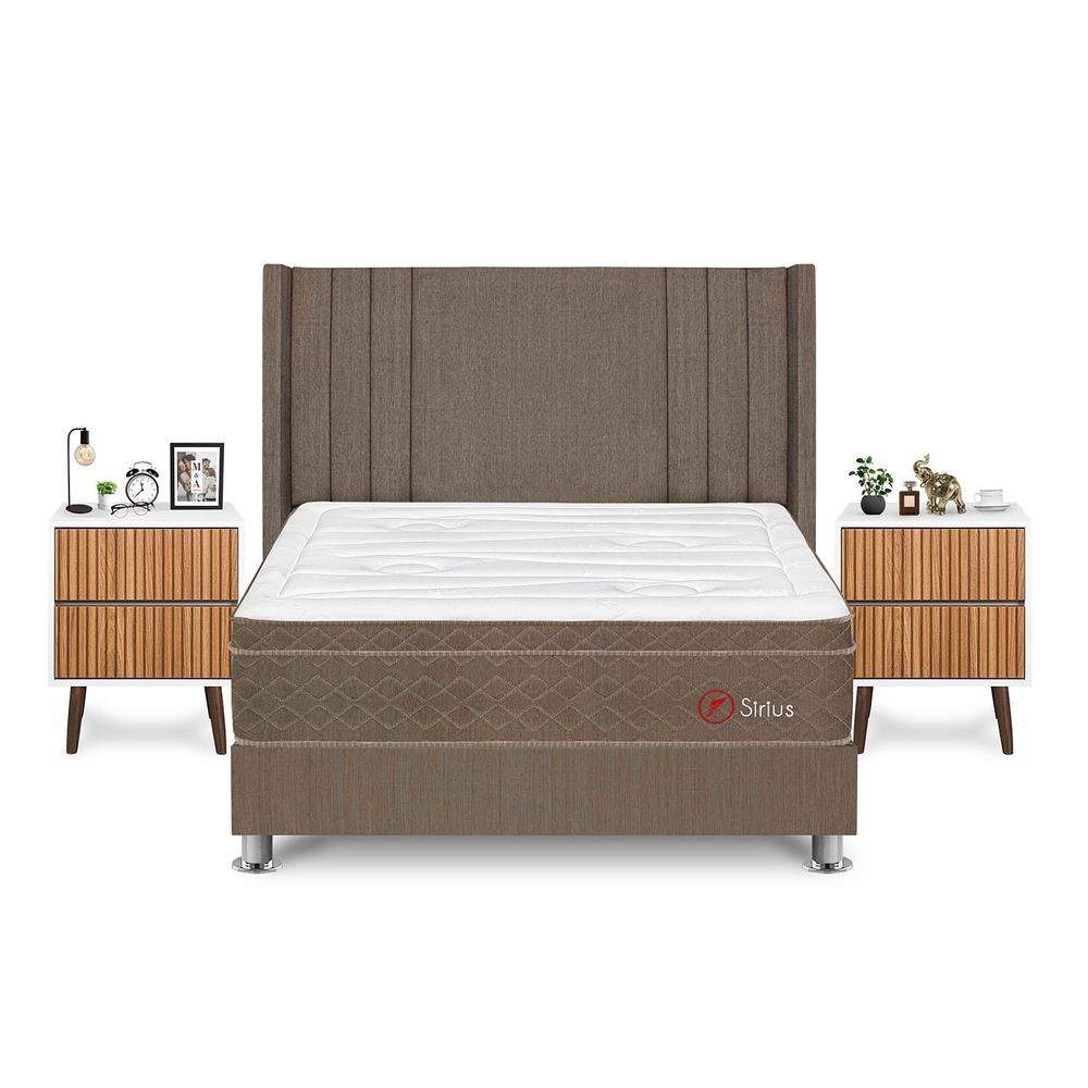 Dormitorio Sirius King + Velador Milan + Respaldo Marron