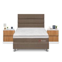 Dormitorio Boreal 2 Plazas + Velador Roma + Respaldo Marron