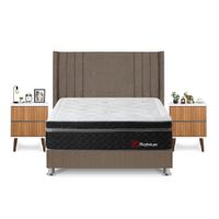 Dormitorio Platinium King + Velador Milan + Respaldo Marron