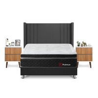 Dormitorio Platinium King + Velador Milan + Respaldo Gris