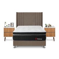 Dormitorio Platinium 2 Plazas + Velador Milan + Respaldo Marron
