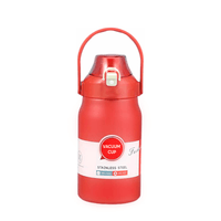 Termo de Acero Inoxidable Con Pajita Portable Acabado Mate Rojo