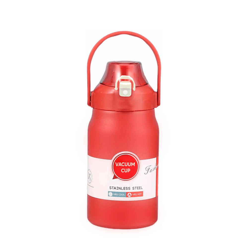 Termo de Acero Inoxidable Con Pajita Portable Acabado Mate Rojo