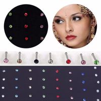 Set x 2 Piercings para nariz nostril palito recto con strass colores al azar