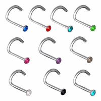 Set x 2 Piercing para nariz nostril ganchito con strass colores al azar