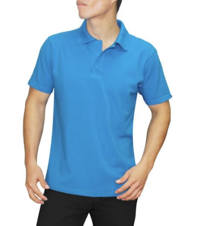 Polo Cuello Camisero Manga Corta Turquesa