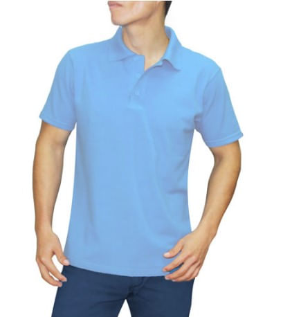 Polo Cuello Camisero Manga Corta Celeste