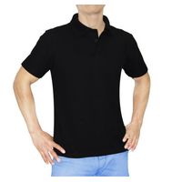 Polo Cuello Camisero Manga Corta Negro