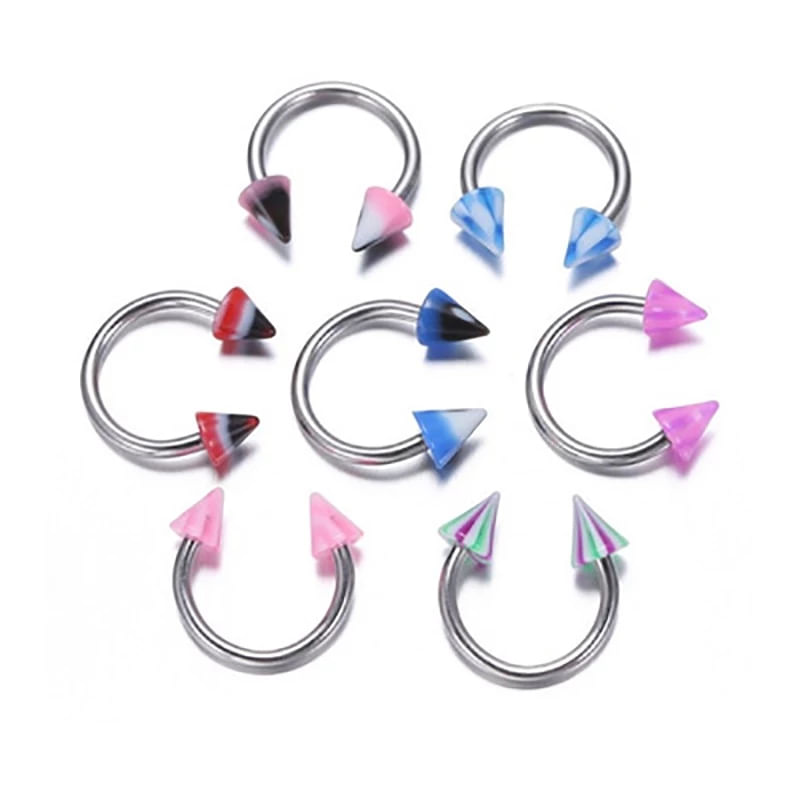 Set x 2 Piercings para septum 8mm puntas smiley labret colores al azar