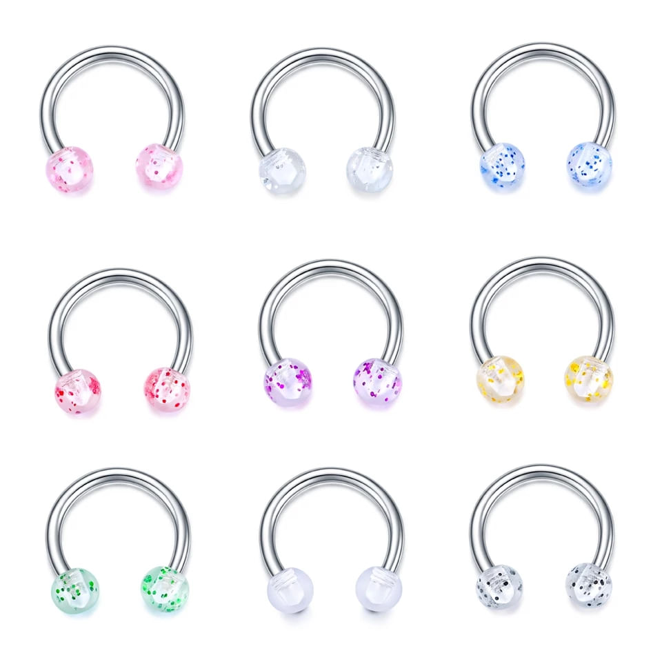Set x 2 Piercings para septum 8mm bolitas smiley labret colores al azar