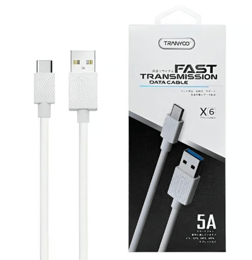 CABLE TRANYOO X6 - USB TIPO C FAST CHARGE 5A BLANCO