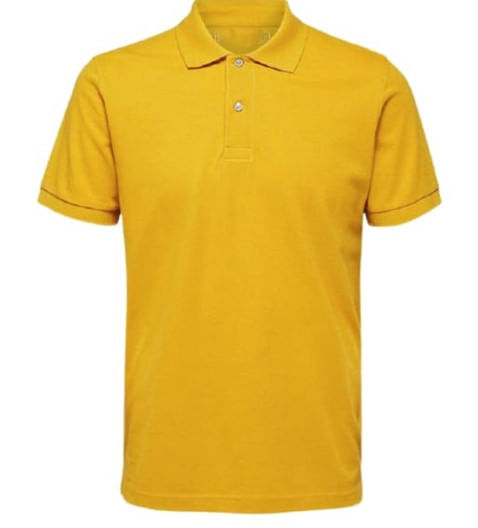Polo Cuello Camisero Manga Corta Amarillo Oro